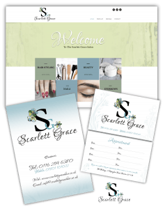 Scarlett Grace Branding, Website, Flyer, Logo & Business Card