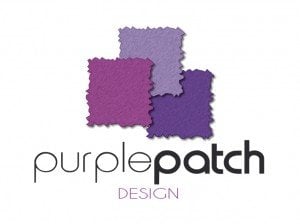 Purple Patch Design Logo Grey text for a light background